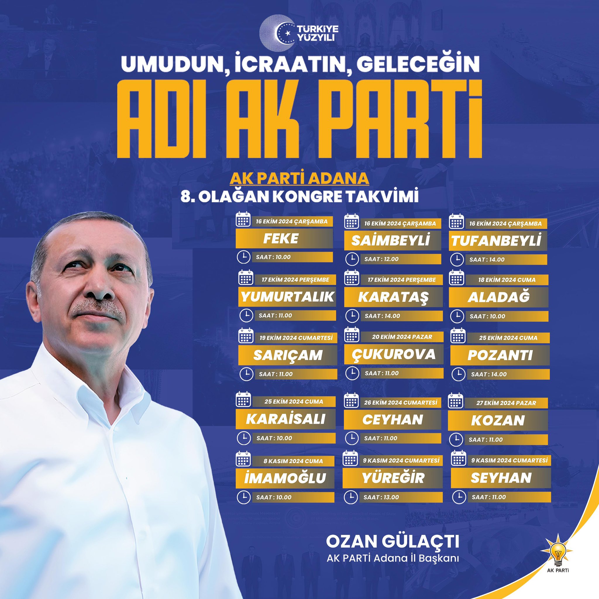 AK Parti'nin Adana İl Başkanlığı, 8. Olağan Kongre İçin Hemşehrileri Davet Ediyor