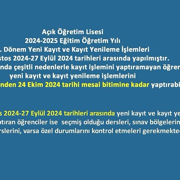 Açık Öğretim Lisesi'nden Önemli Duyuru