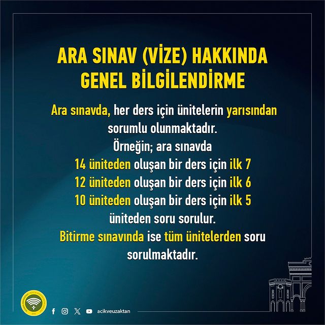 İstanbul Üniversitesi AUZEF Ara Sınavları Hakkında Bilgilendirme