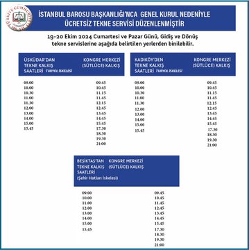 İstanbul Barosu Genel Kurul ve Seçim İçin Ücretsiz Ulaşım Düzenliyor