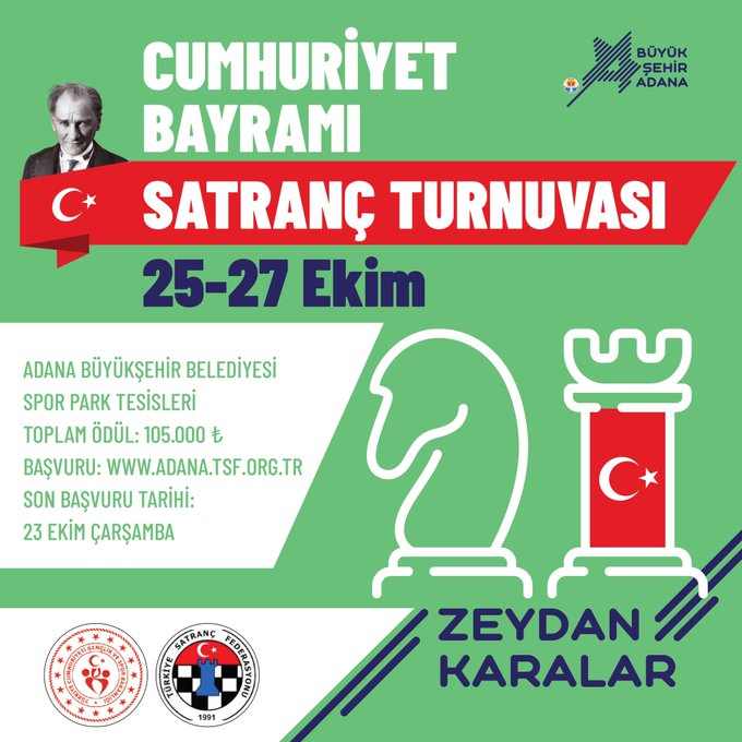 Adana'da Cumhuriyet Bayramı Satranç Turnuvası Düzenleniyor