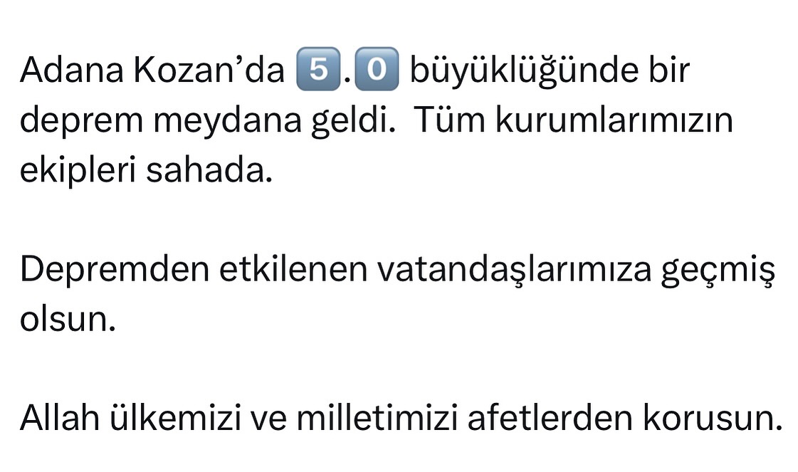 Adana'da 5.0 Büyüklüğünde Deprem Meydana Geldi