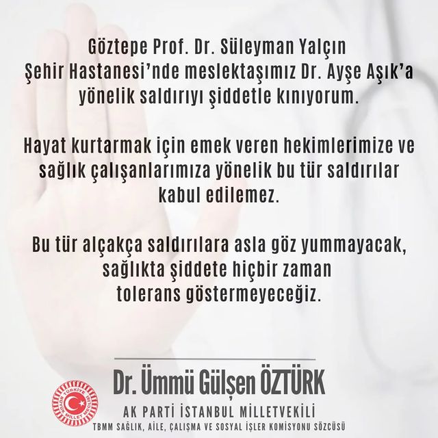 Göztepe Prof. Dr. Süleyman Yalçın Şehir Hastanesi'nde Hekime Yönelik Saldırı