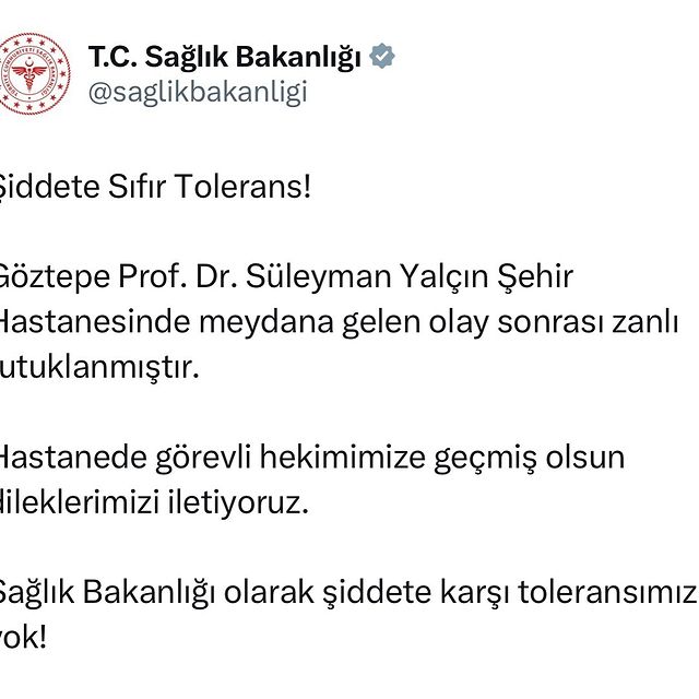 Göztepe Prof. Dr. Süleyman Yalçın Şehir Hastanesi'nde Hekime Şiddet