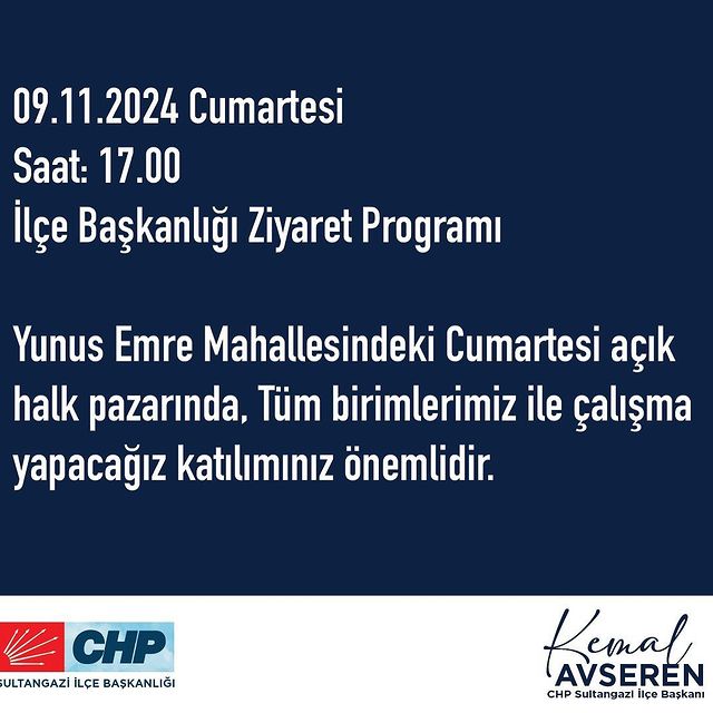 CHP Sultangazi İlçe Başkanlığı Halk Pazarında Çalışma Yapacak