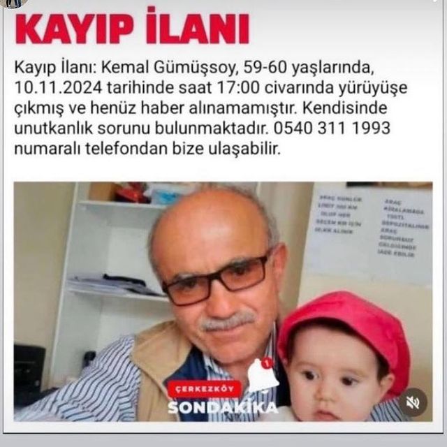 Parti Üyesi Kenan Gümüşsoy Kayıp!