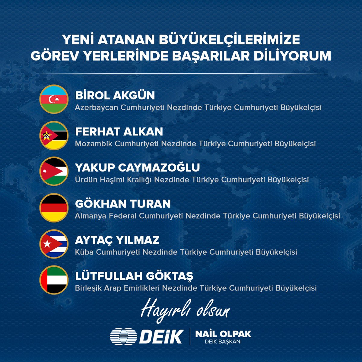 Yeni Atanan Büyükelçilere Başarı Dilekleriyle Birlikte Ülkeler Arasındaki İlişkiler Güçlenecek