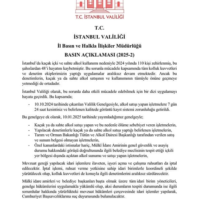 İstanbul Valiliği, Kaçak İçki ve Sahte Alkole Karşı Mücadelesini Güçlendiriyor