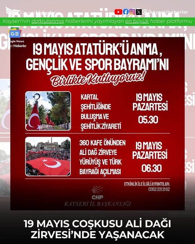 Kayseri'de 19 Mayıs Atatürk'ü Anma Günü Etkinlikleri Yoğun İlgi Görecek