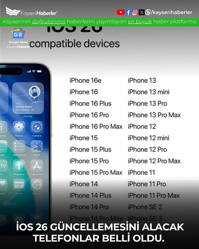 Apple iOS 26 Güncellemesini Alacak iPhone Modelleri Belli Oldu