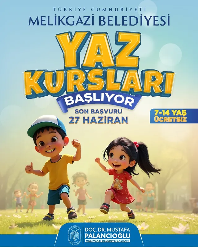 Melikgazi Belediyesi'nden 7-14 Yaş Arası Çocuklara Ücretsiz Kurslar