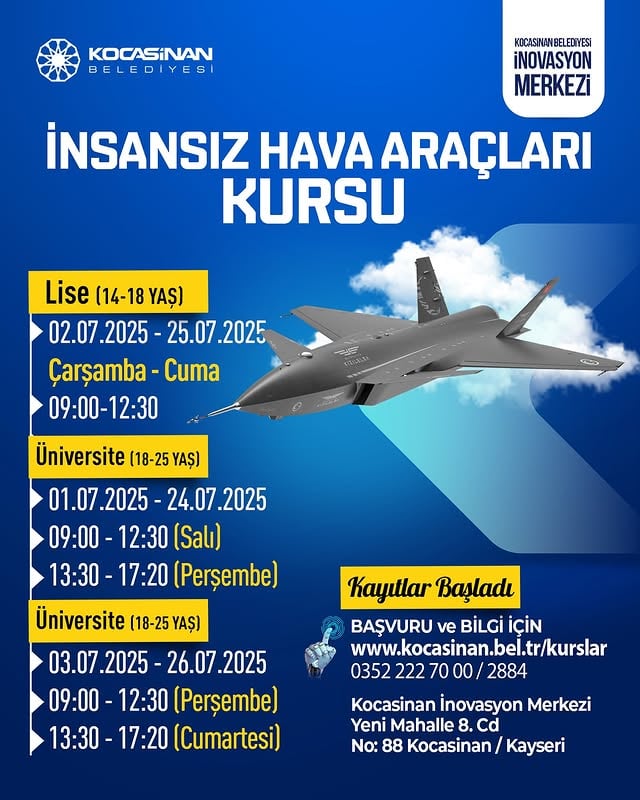 Kocasinan Belediyesi'nden Lise ve Üniversite Öğrencilerine Ücretsiz İHA Kursu