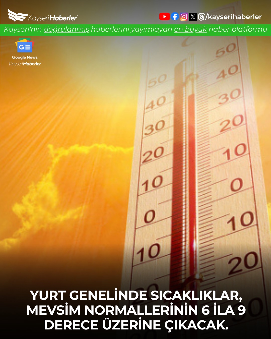 Kayseri'de Hava Sıcaklığı Yükseliyor: Mevsim Normallerinin Üzerine Çıktı