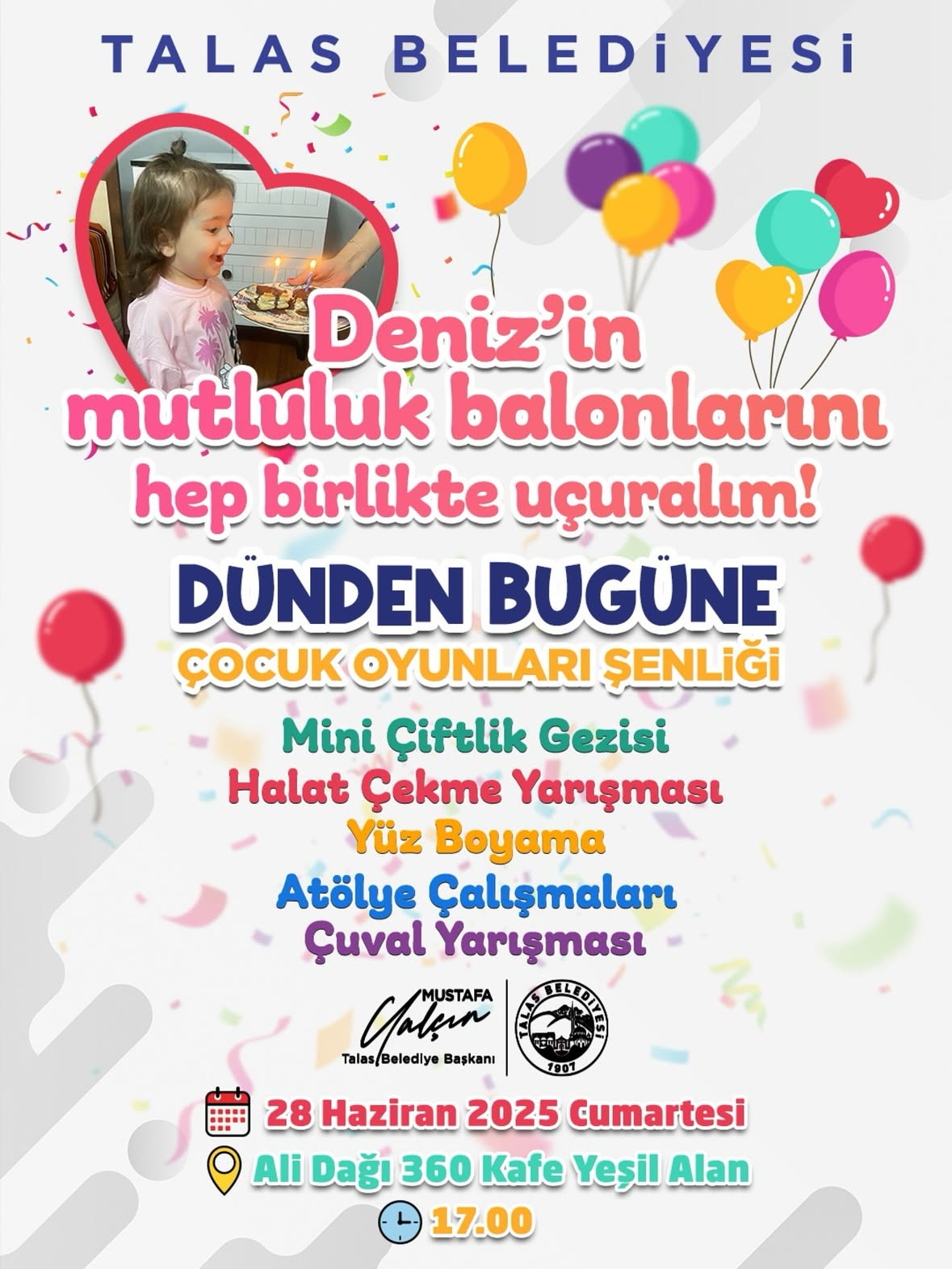 Talas Belediyesi'nden Kanseri Yenen Deniz Akc'a Mutluluk Balonları