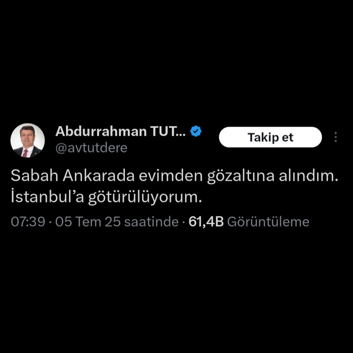 Adıyaman Belediye Başkanı Tutdere'den Paylaşım