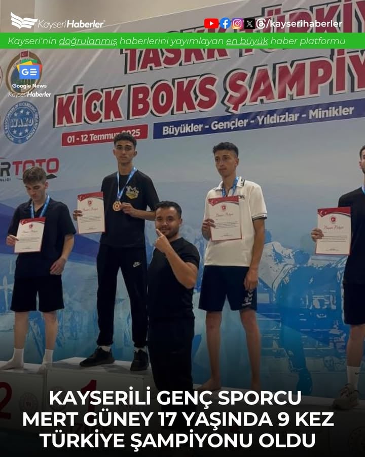 Kayserili Genç Sporcu Mert Güney 9 Kez Türkiye Şampiyonu Oldu