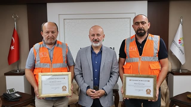 Kocasinan Belediyesi Personeline Orman Yangını Müdahalesi İçin Teşekkür Belgesi