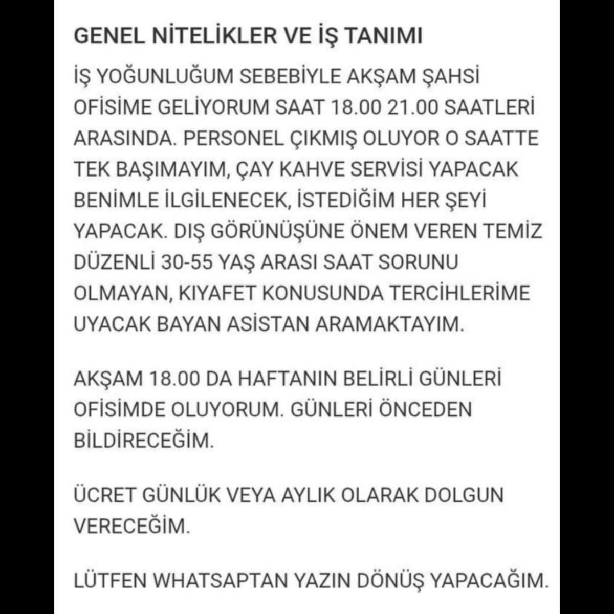 İstanbul'da Kadın Asistan Aranıyor: Kişisel Bakım ve Hizmet Odaklı İş İlanı